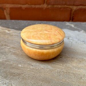 Italian Alabaster stone Gold gold metal hinged dish